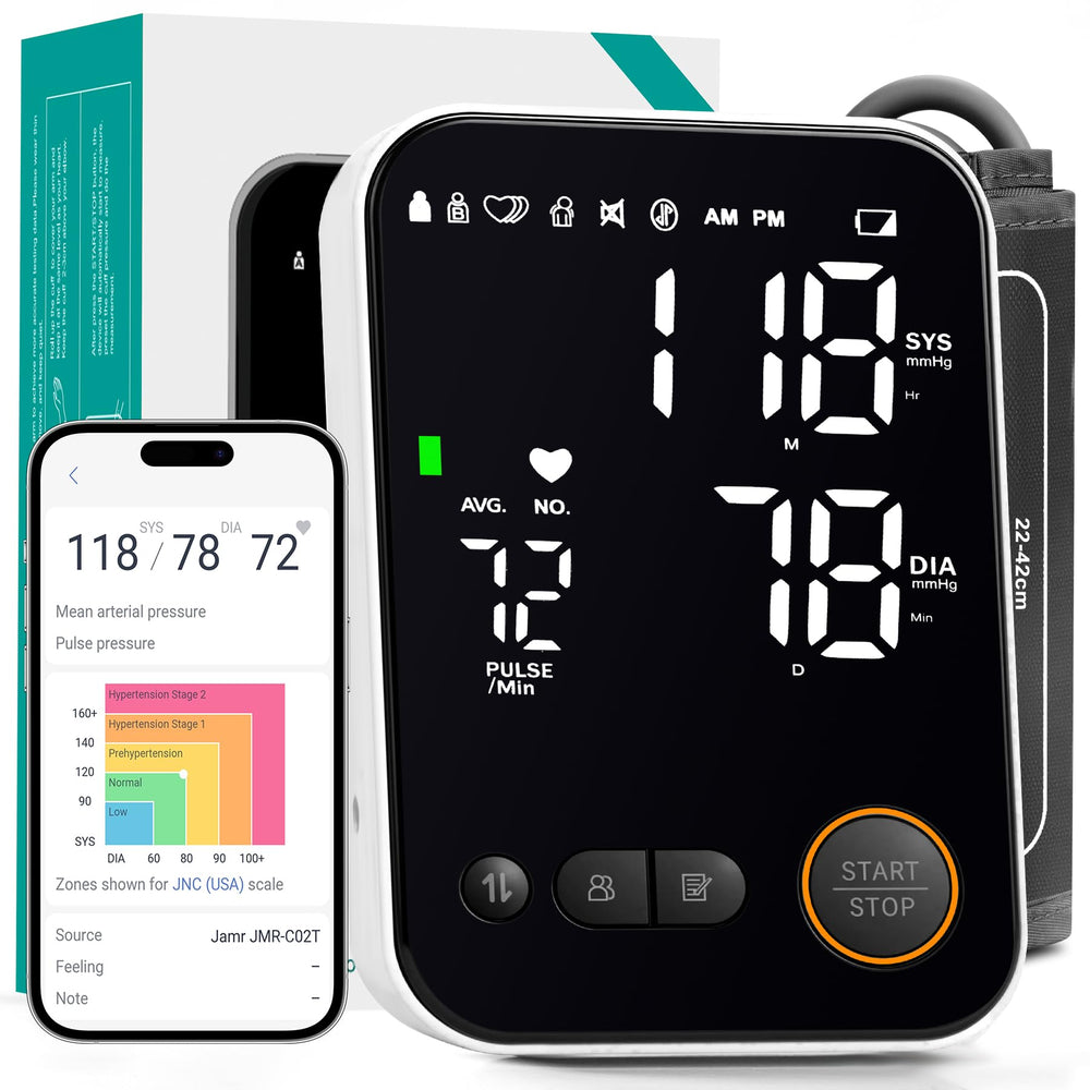Oklar blood pressure monitor with Bluetooth setup for seamless phone syncing