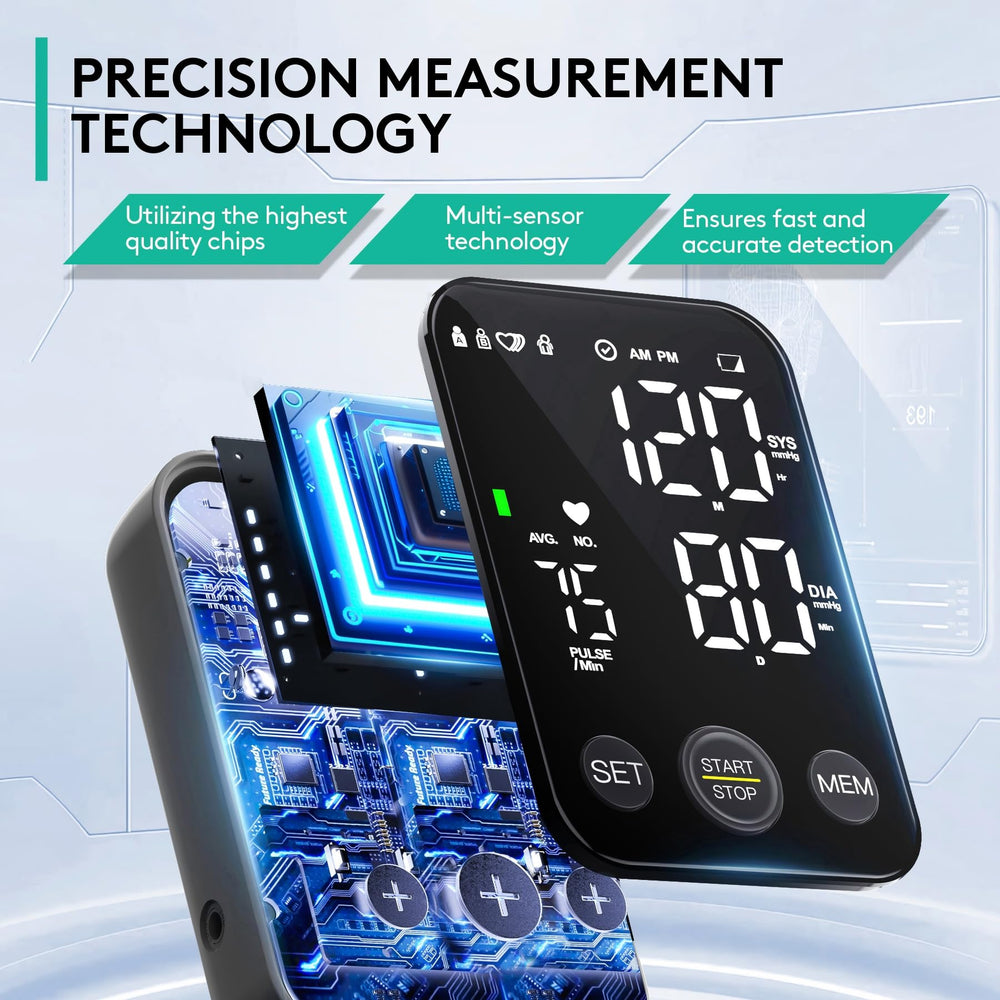 Oklar blood pressure monitor large LED display for easy reading in any light.