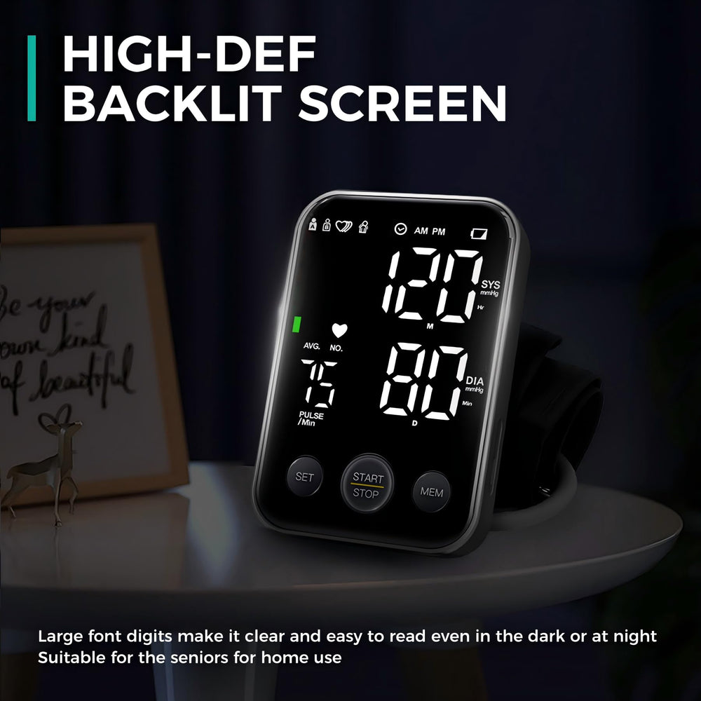 Oklar blood pressure monitor two-user memory stores 120 readings per user for tracking.