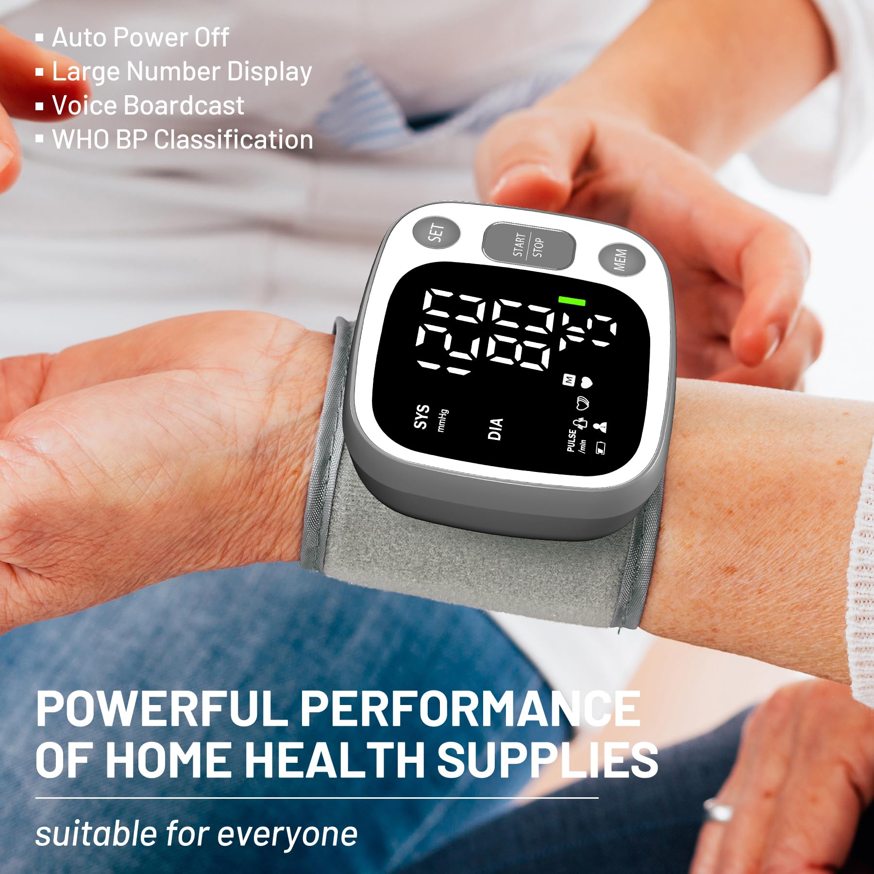 Oklar BP monitor charges via USB-C for convenient recharging.
