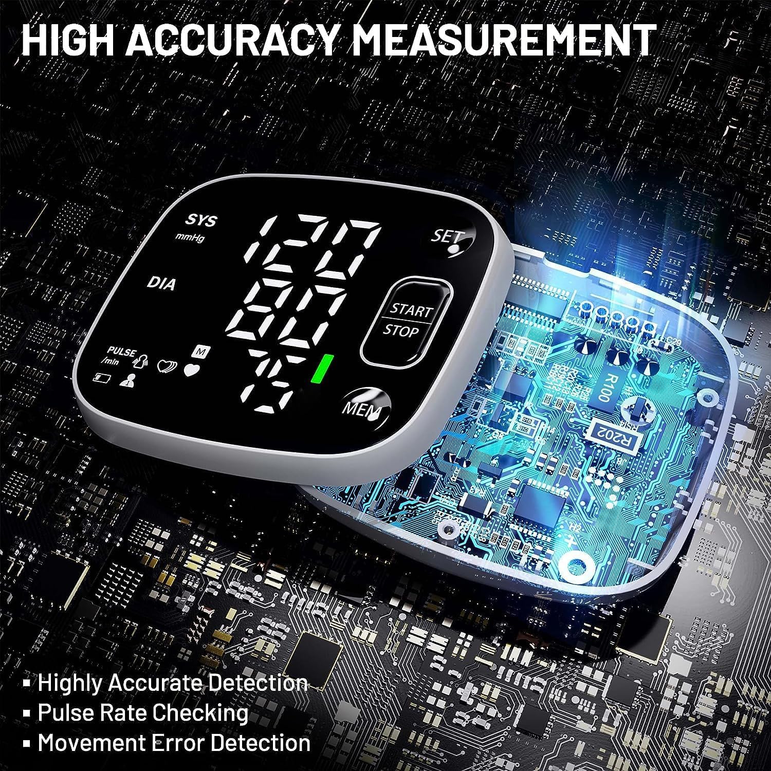 Oklar blood pressure monitor voice broadcast guides readings hands-free