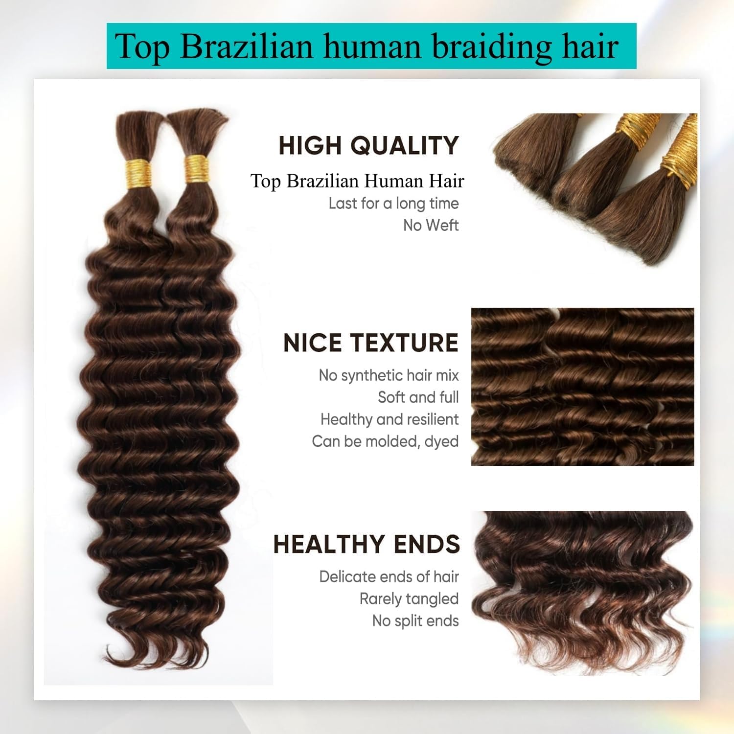 OKVOKV bulk braiding hair 1b natural black 20in smooth and easy to style