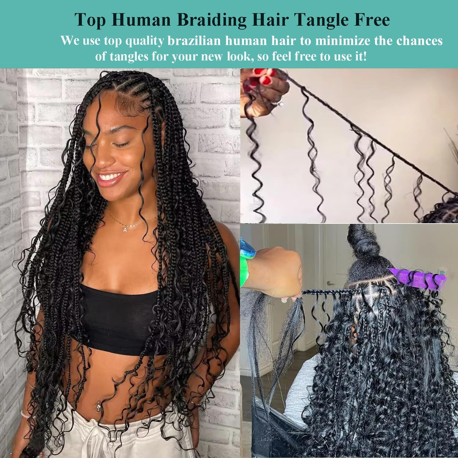 OKVOKV Brazilian human hair no-weft bundles for seamless boho braids