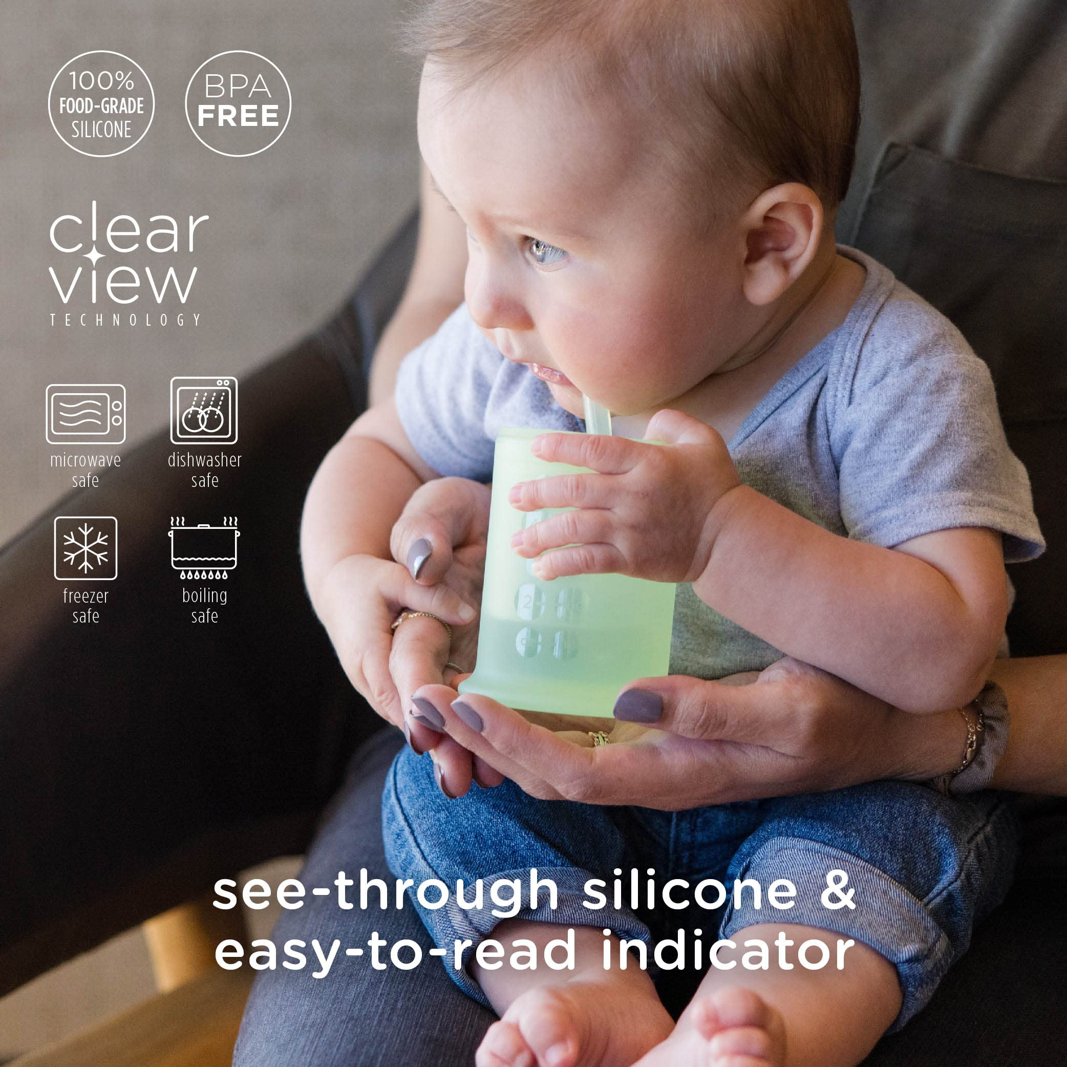 Transparent body lets you monitor liquid level as your child drinks.