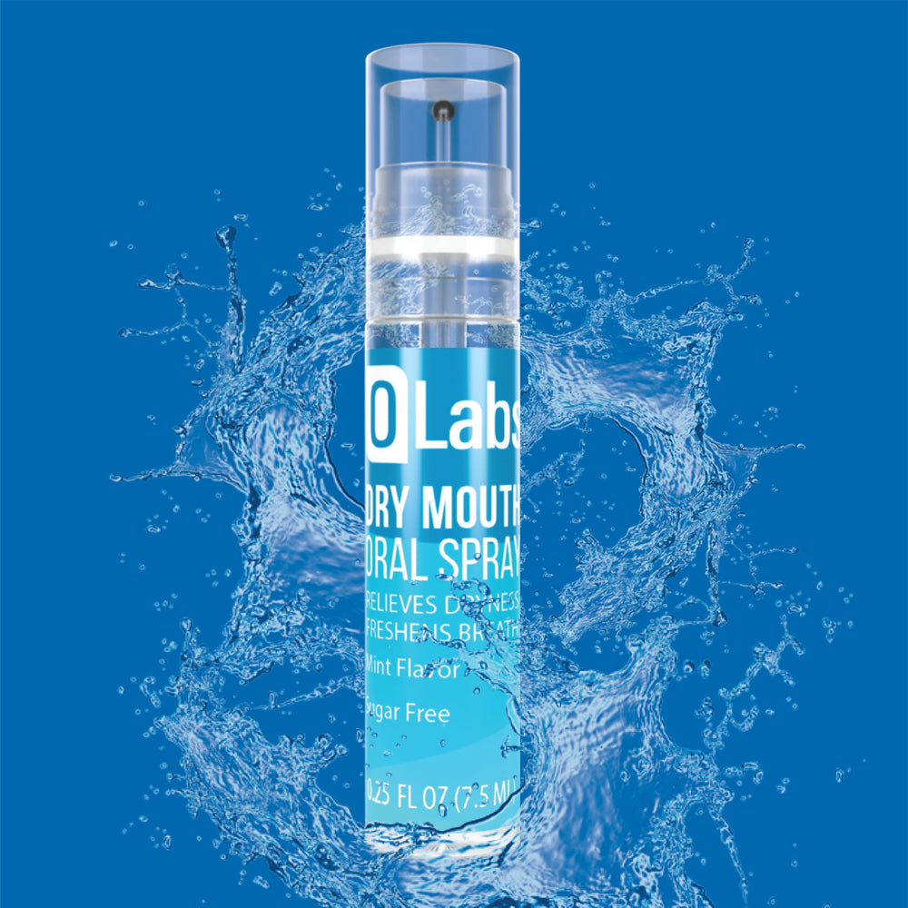 Olabs Dry Mouth Spray two-pack angled view, compact travel design