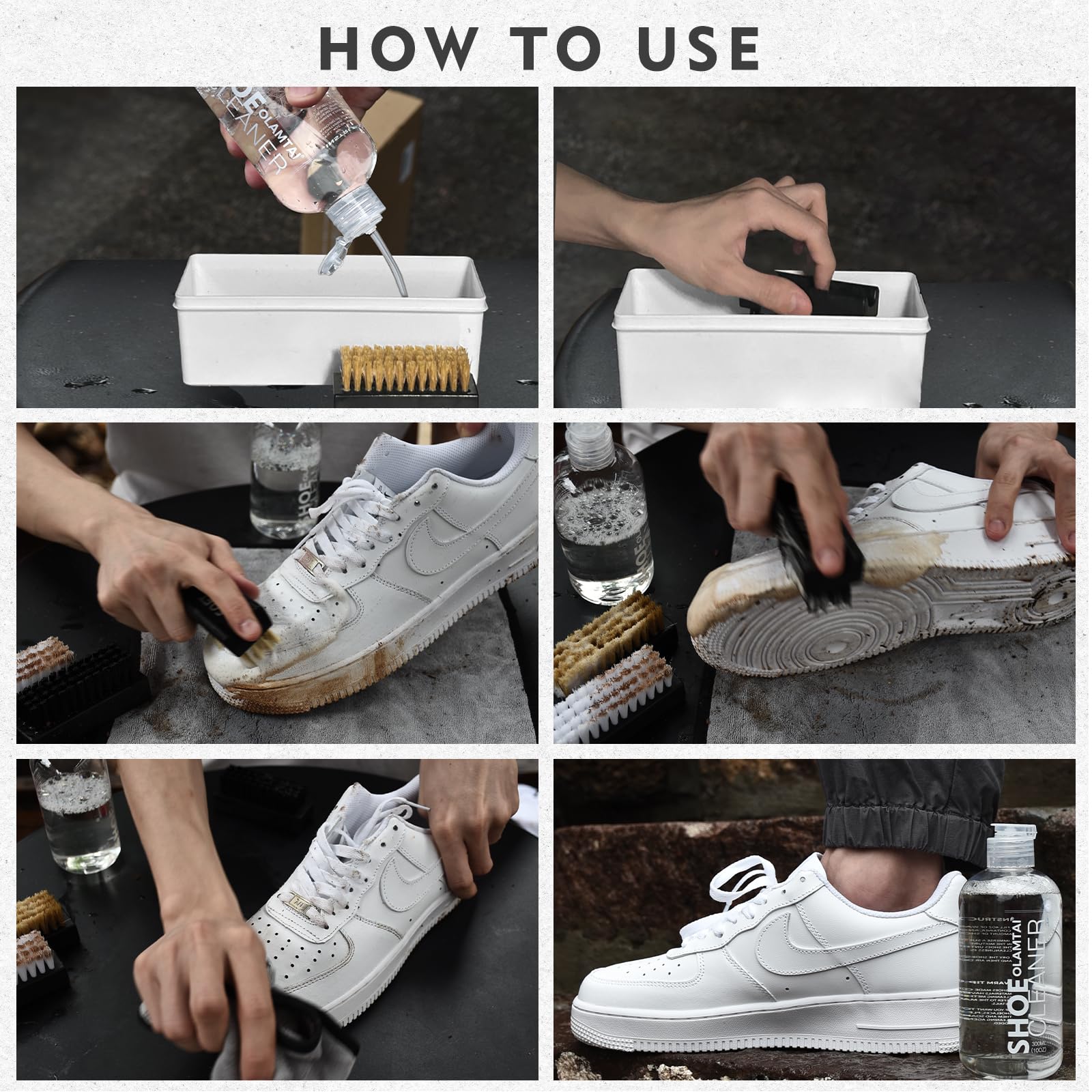 OLAMTAI hard nylon brush cleans edges and soles effectively