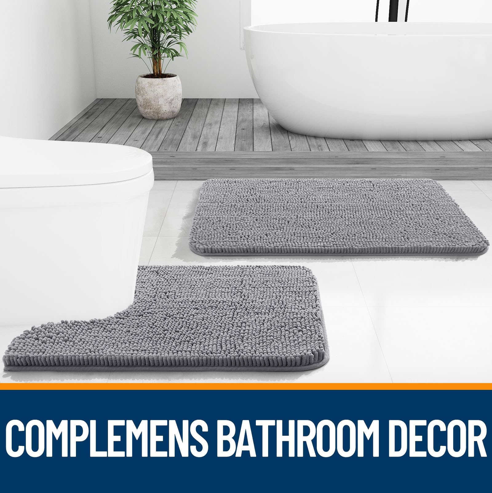 OLANLY versatile bathroom rug suitable beside sinks and vanities