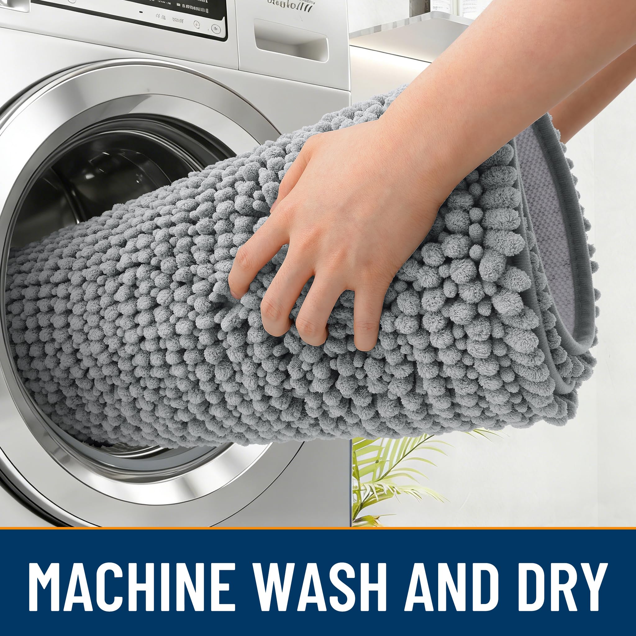 OLANLY machine-washable mat cleans easily in cold water and gentle cycle.