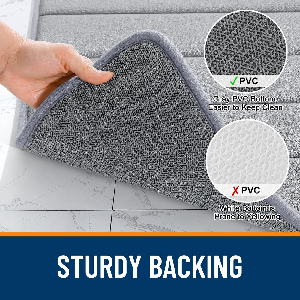 OLANLY memory foam bath mat by shower for quick dry feet