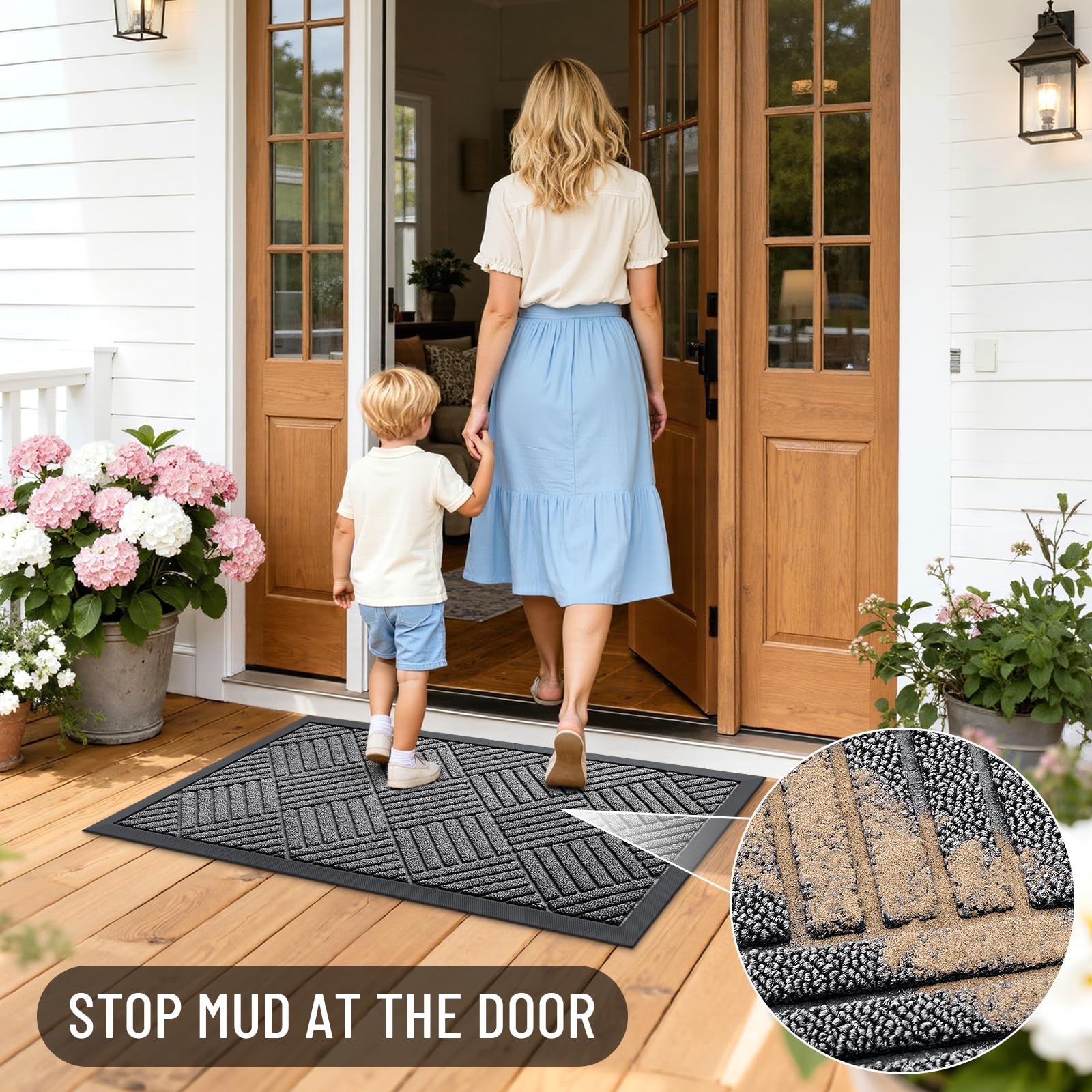 OLANLY non-slip backing helps prevent slips on smooth floors.
