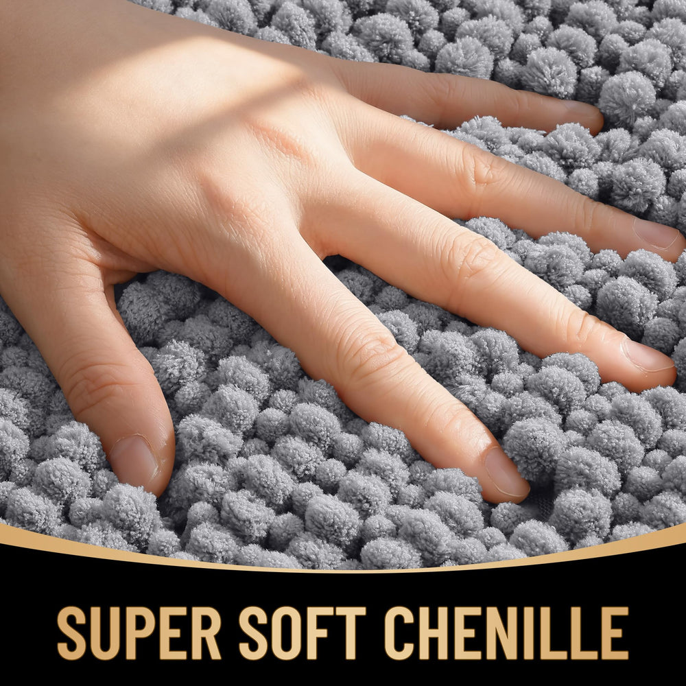 OLANLY soft chenille bath rug absorbs moisture quickly for dry floors.