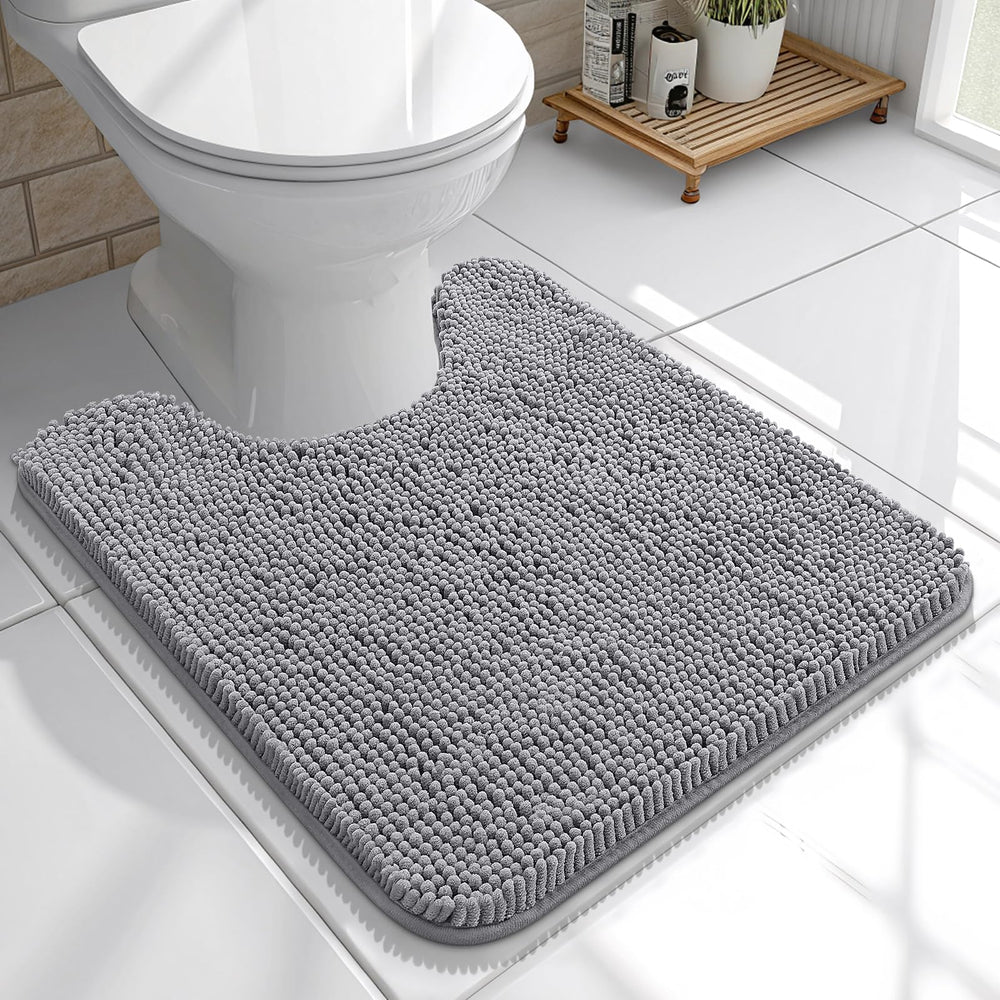 OLANLY U-Shape Toilet Rug with chenille texture and cozy softness for feet