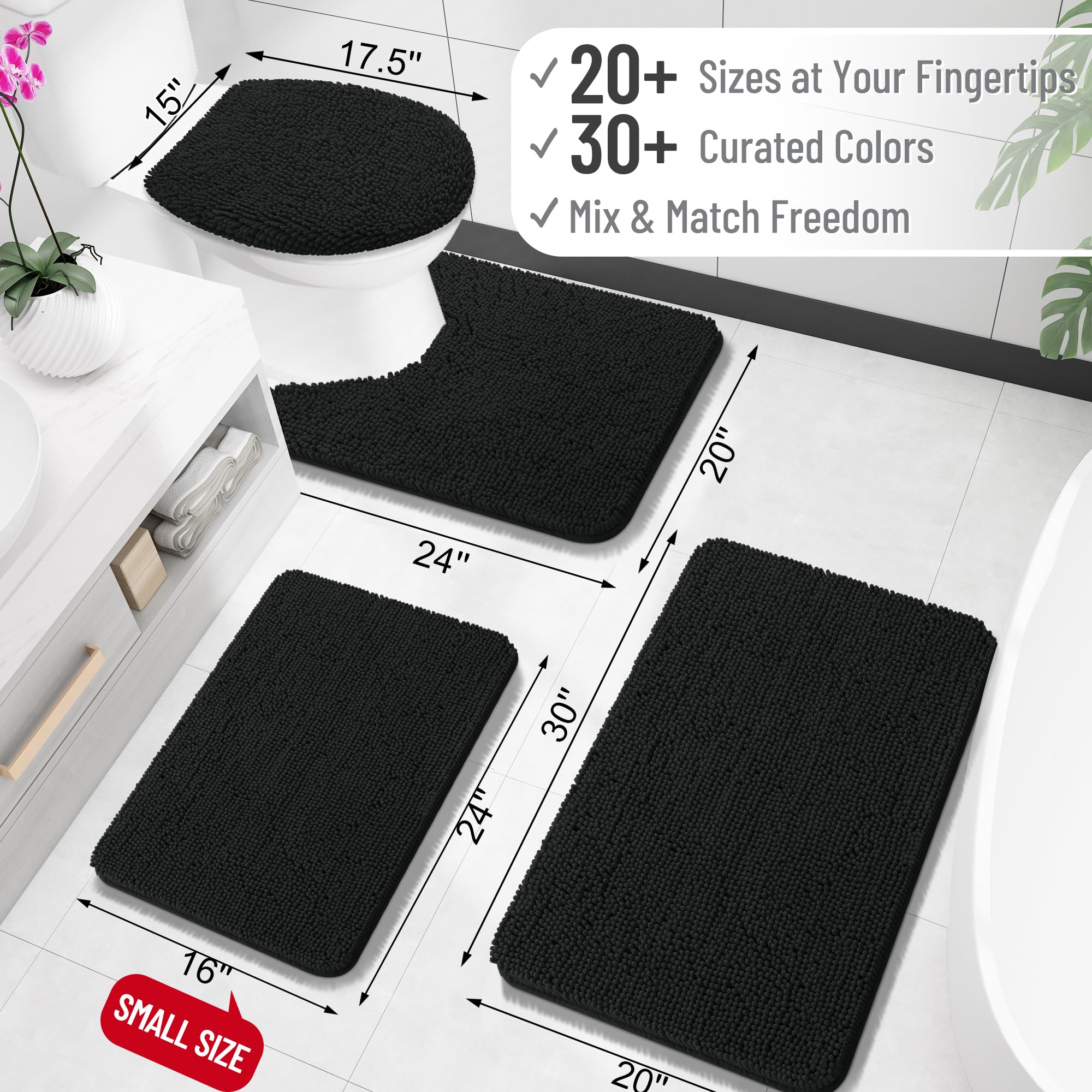 OLANLY rug showing absorbent dense chenille to keep floors dry