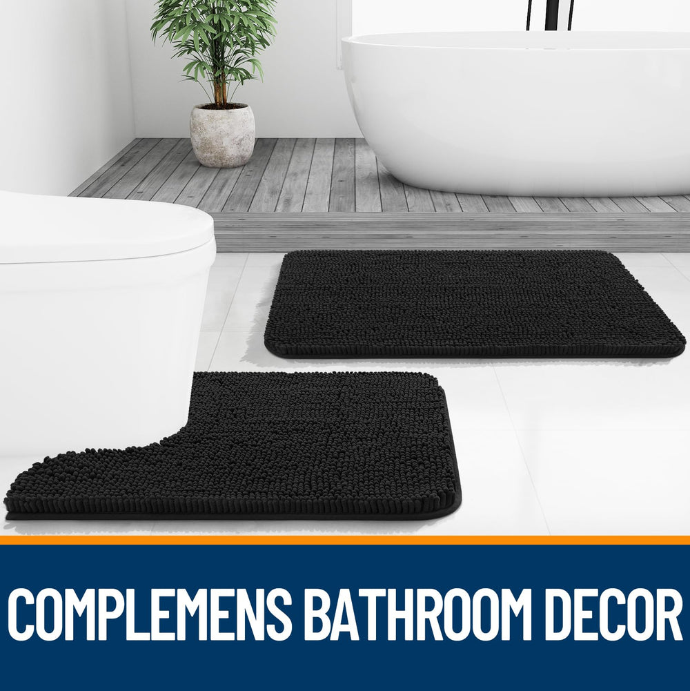 OLANLY black color toilet rug suitable for modern bathrooms