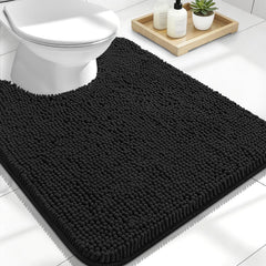 OLANLY U-shaped toilet rug with soft chenille pile for cozy bathroom comfort