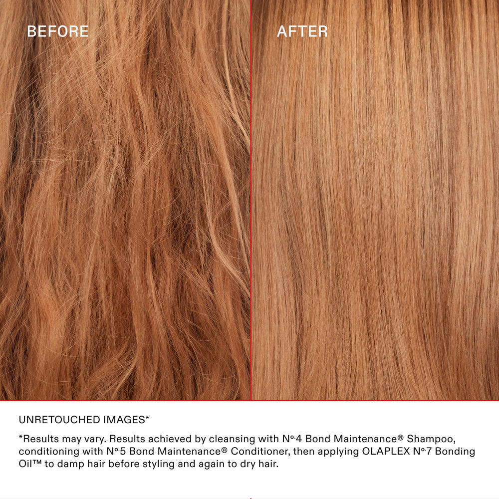 Shiny hair after using Olaplex Endless Shine Set.