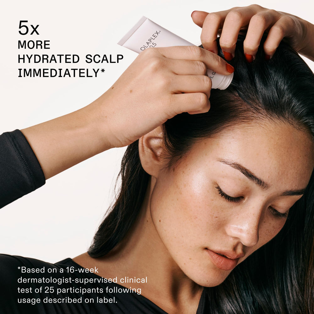 Olaplex application scene demonstrates gentle cleansing and root lift.