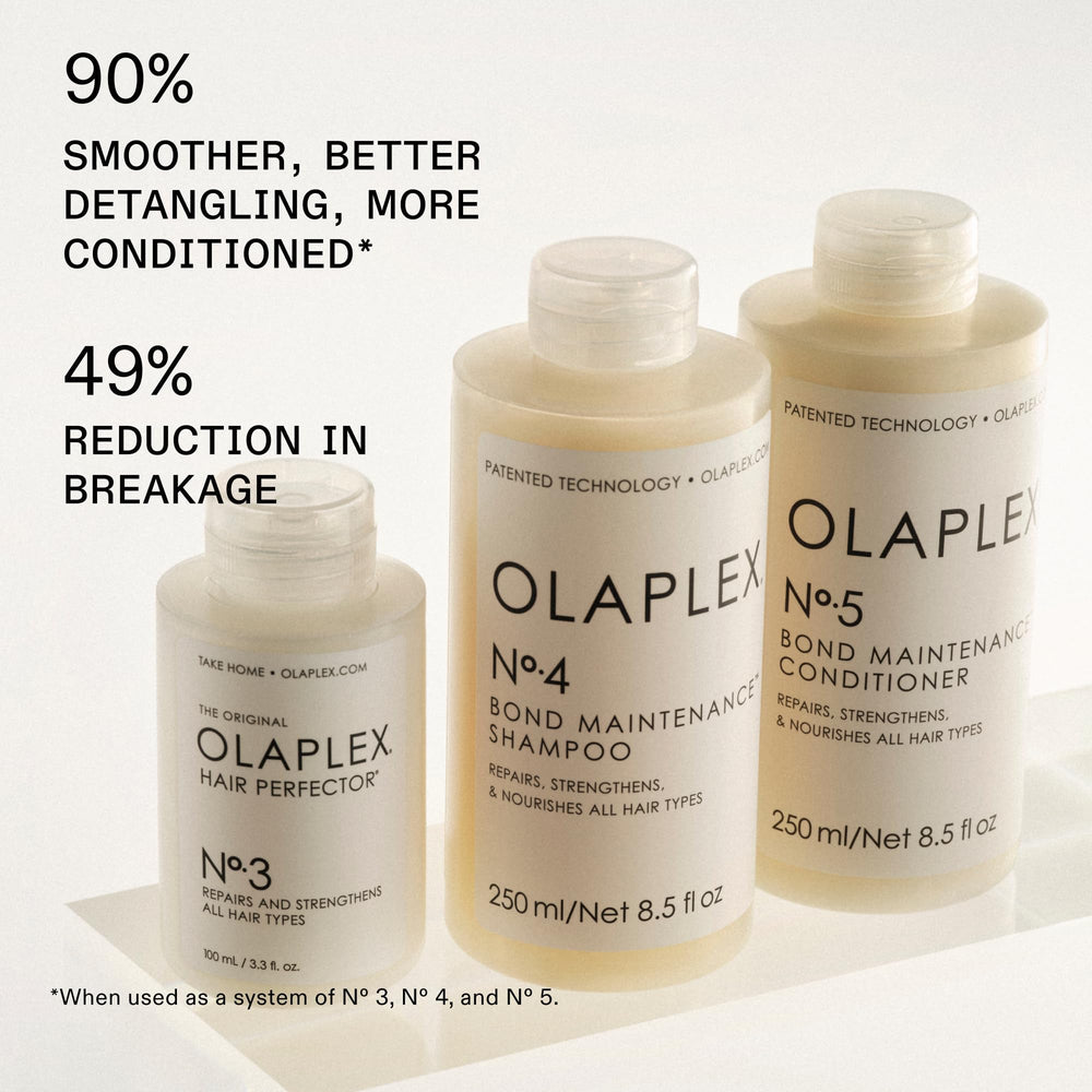 Olaplex N°4 shampoo lather on wet hair detangles and hydrates.