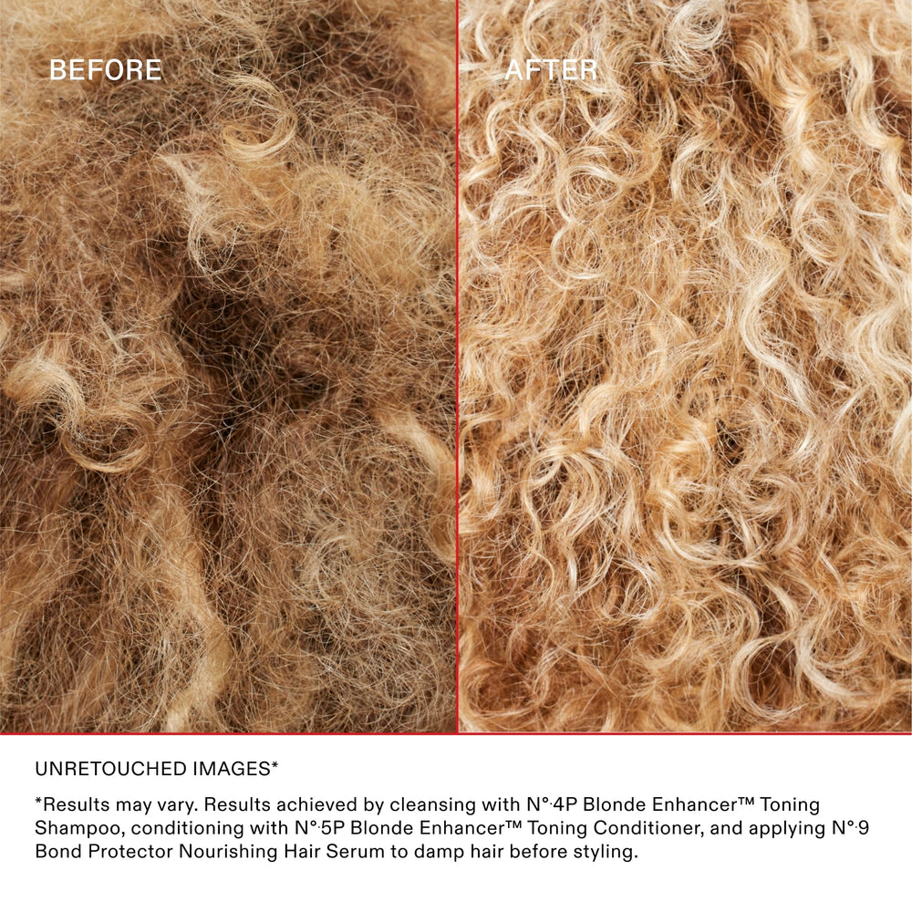 Olaplex N°5P bottle with purple tint helps reduce brassiness between colorings.