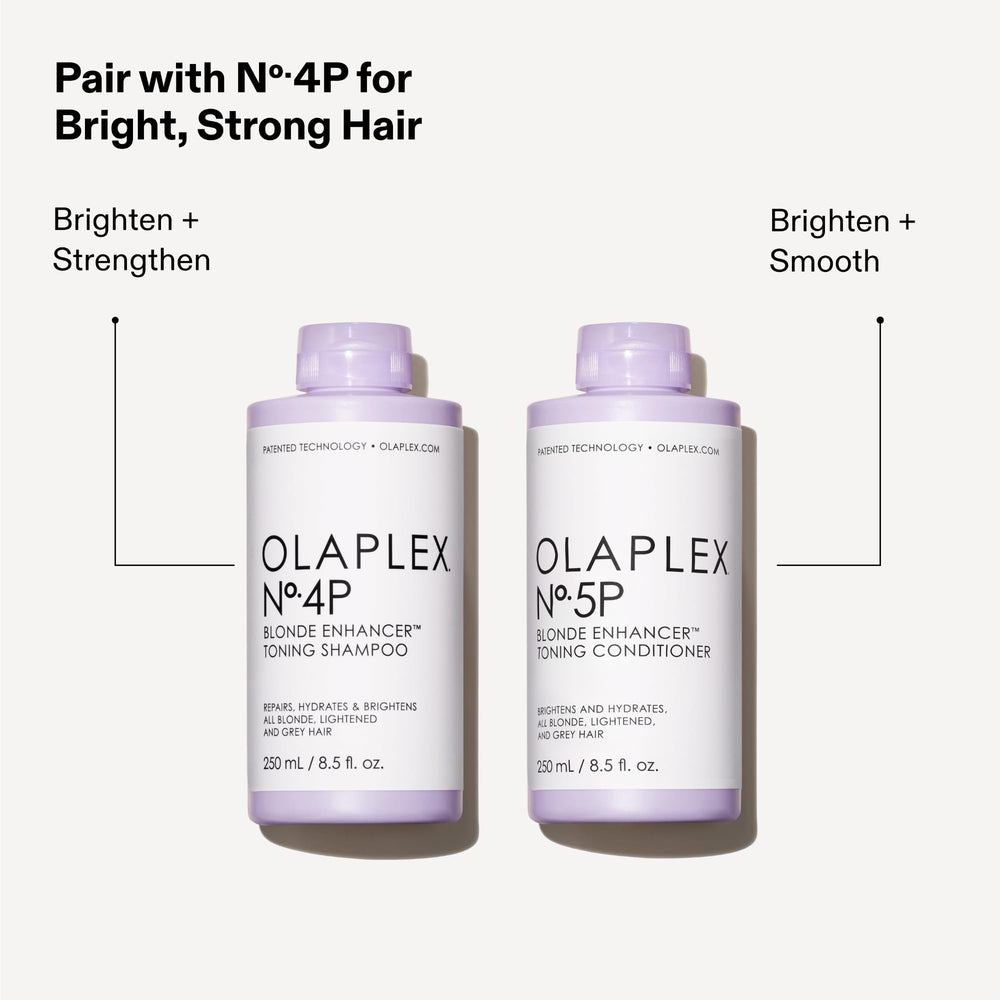 Olaplex N°5P purple conditioner applied to damp hair detangles.