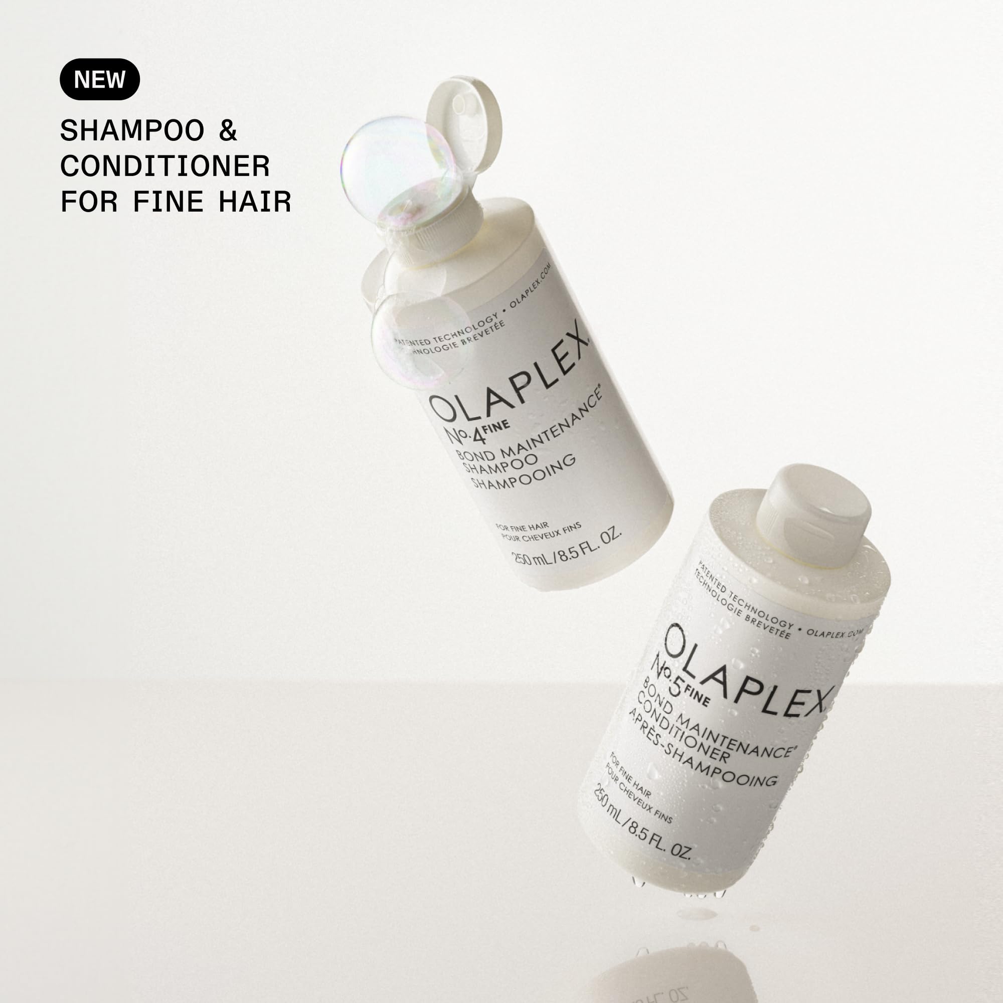 Olaplex No. 4 FINE on a shelf with No. 5 conditioner nearby