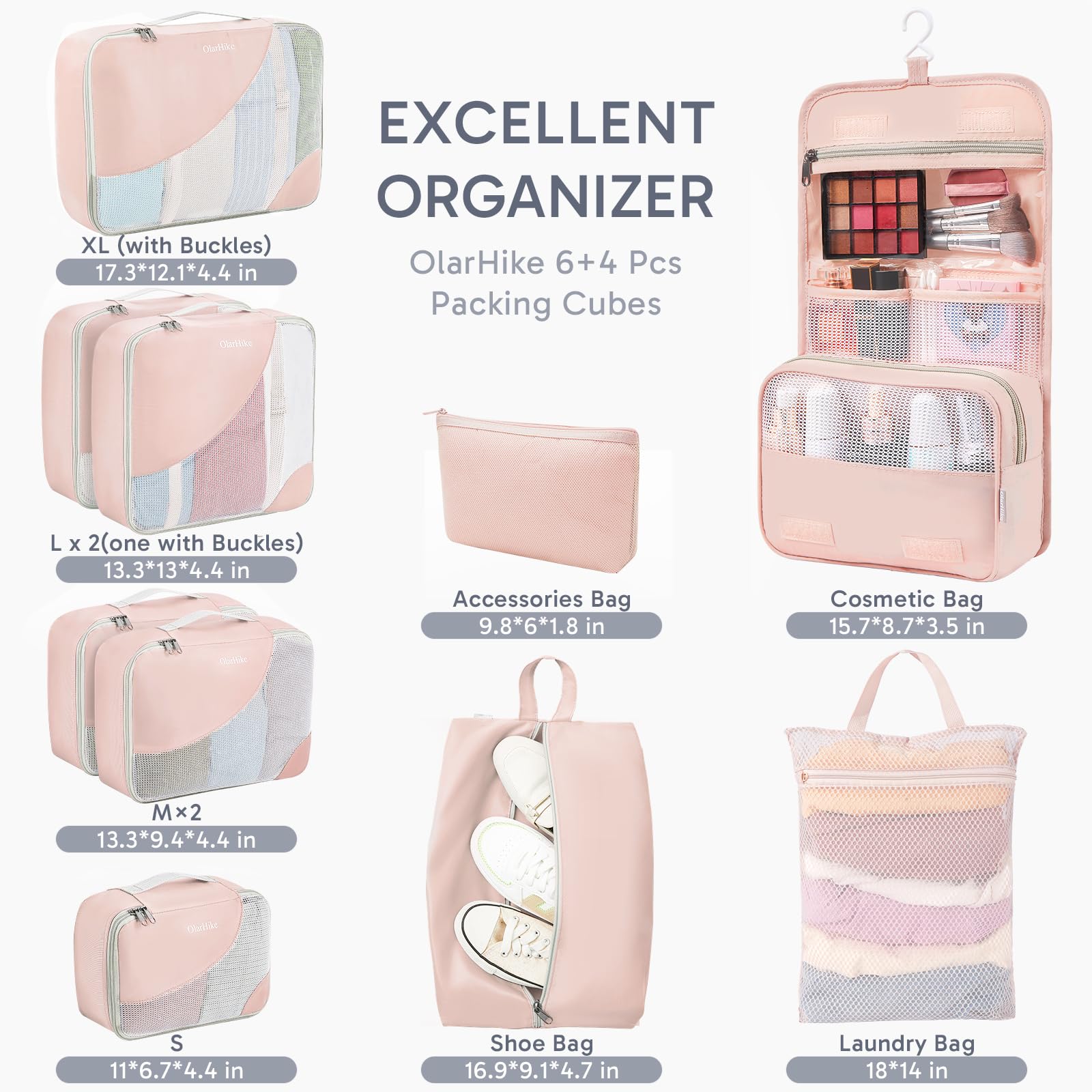 OlarHike toiletry bag keeps cosmetics upright and spills contained during travel.