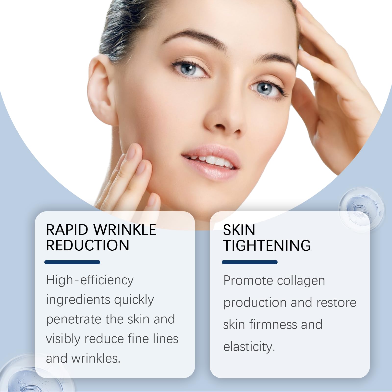 OLAVITA facial serum close-up reveals smooth, refined skin texture.