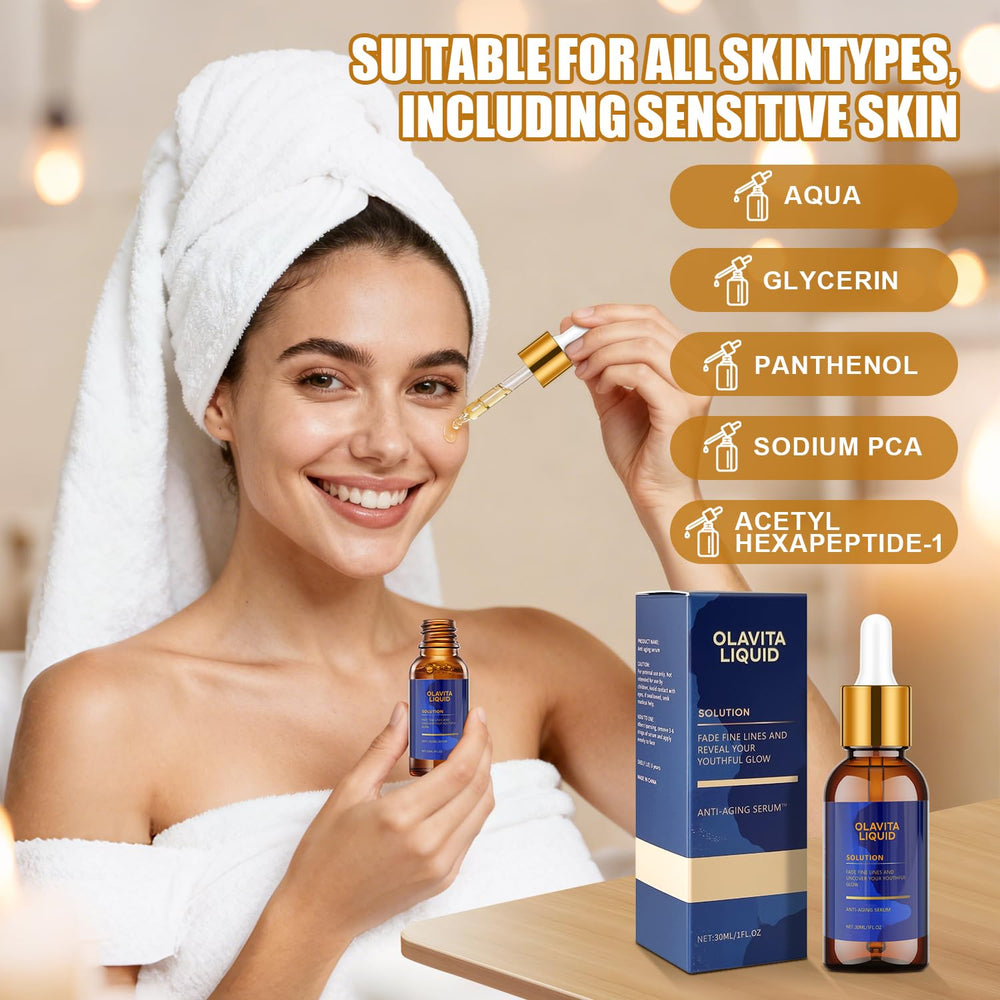 Olavita Liquid Serum pump dispense demonstrates easy daily application