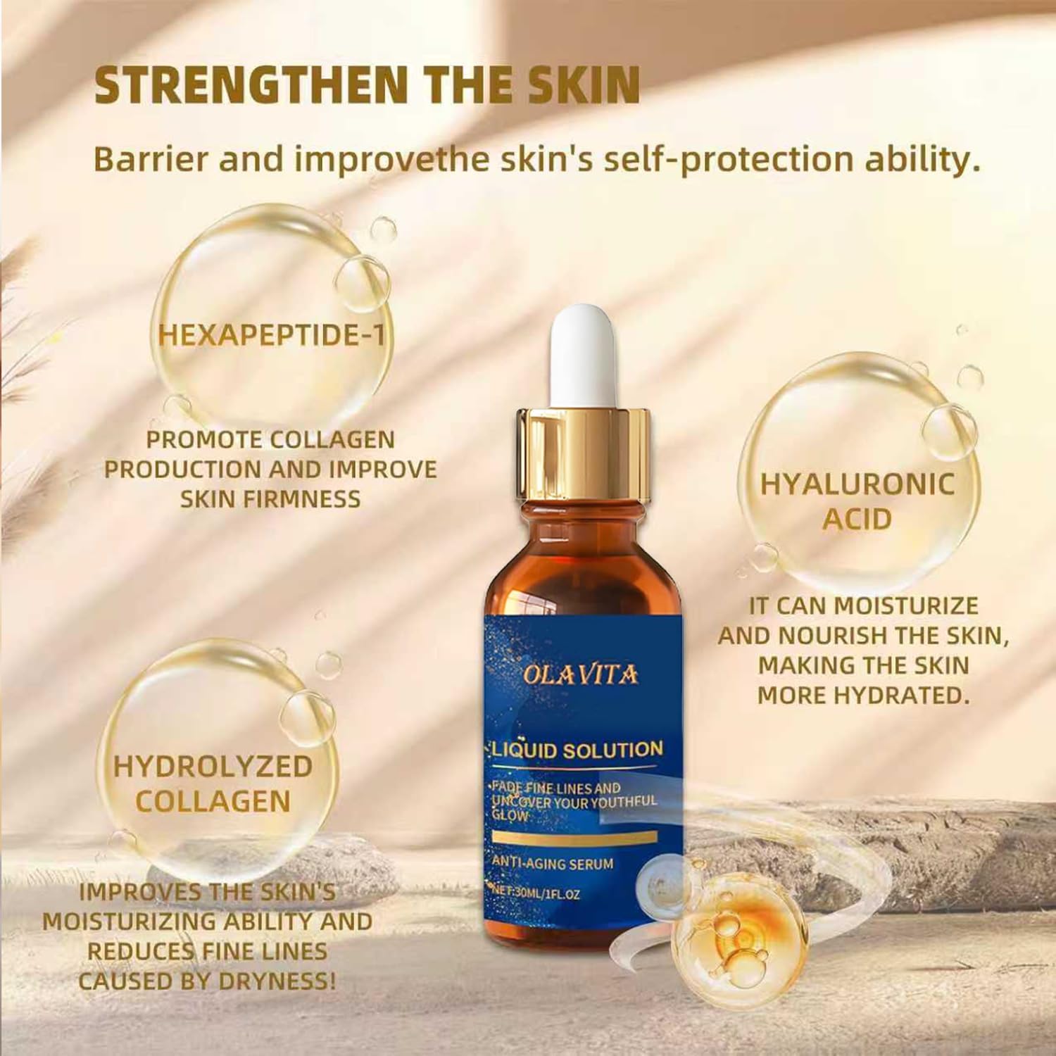 Hand applying OLAVITA serum showing quick absorption