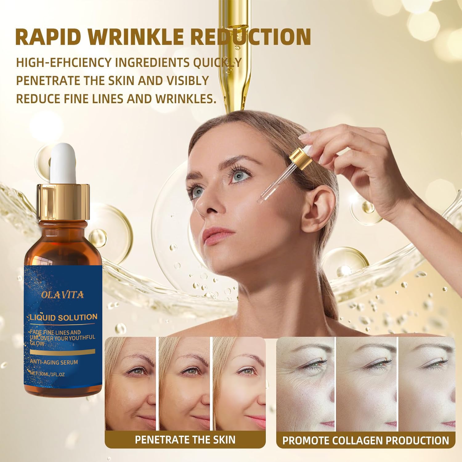 Subtle glow after using OLAVITA liquid solution serum
