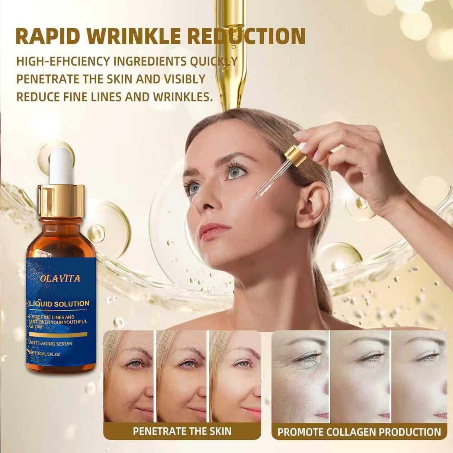 OLAVITA packaging box and bottle convey premium skincare presentation.