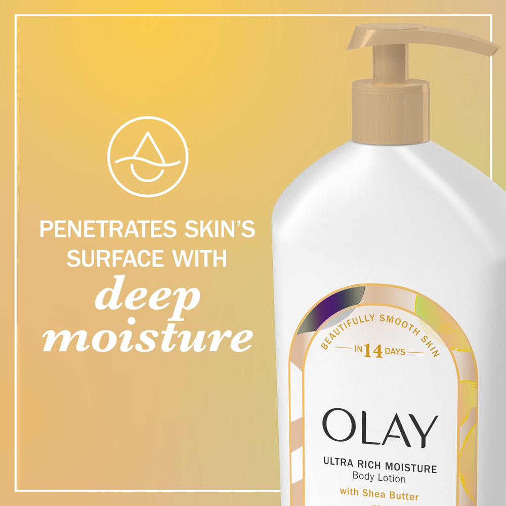 Olay Body Lotion being applied to arm for daily moisture.