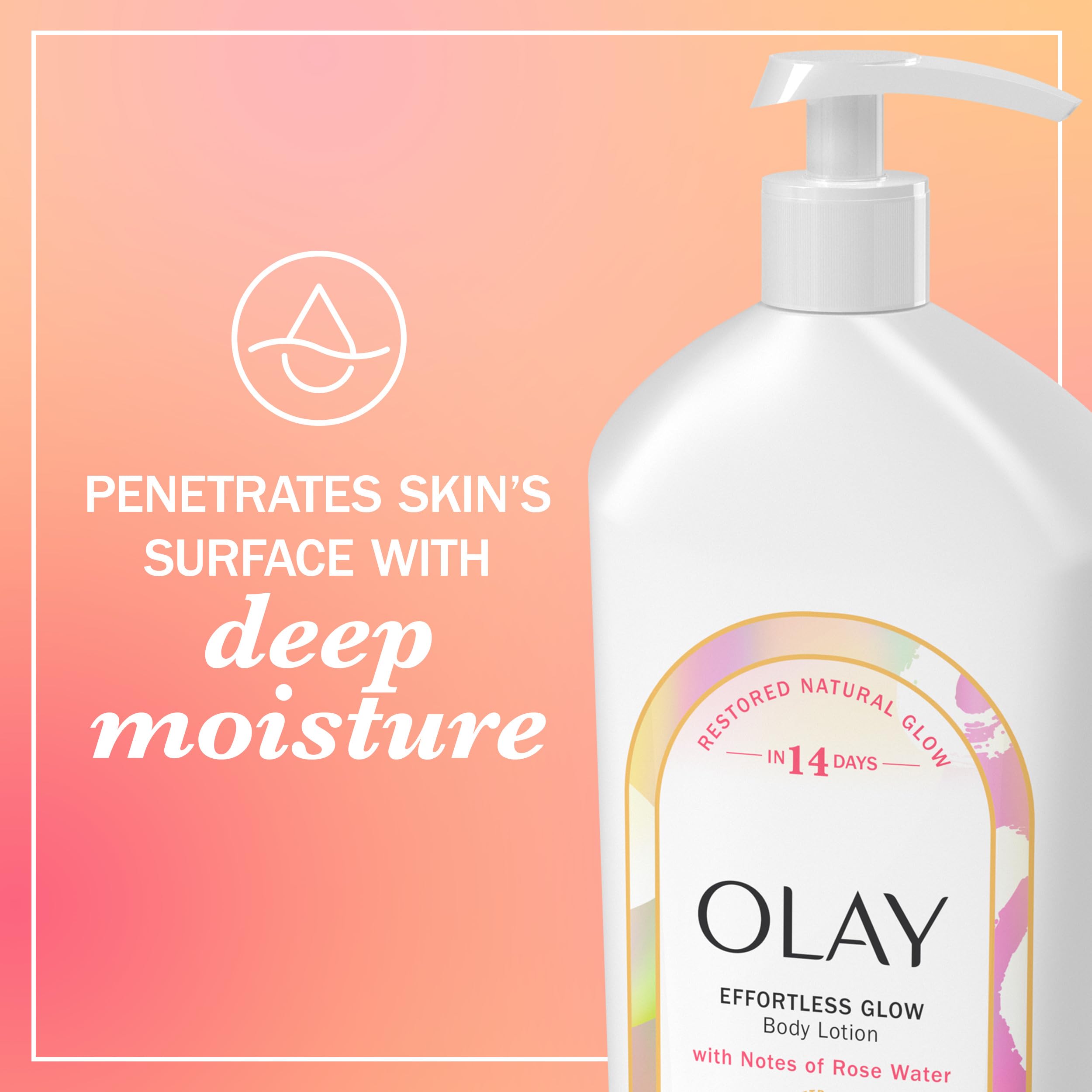 Olay Body Lotion lightweight-texture close-up shows fast absorption
