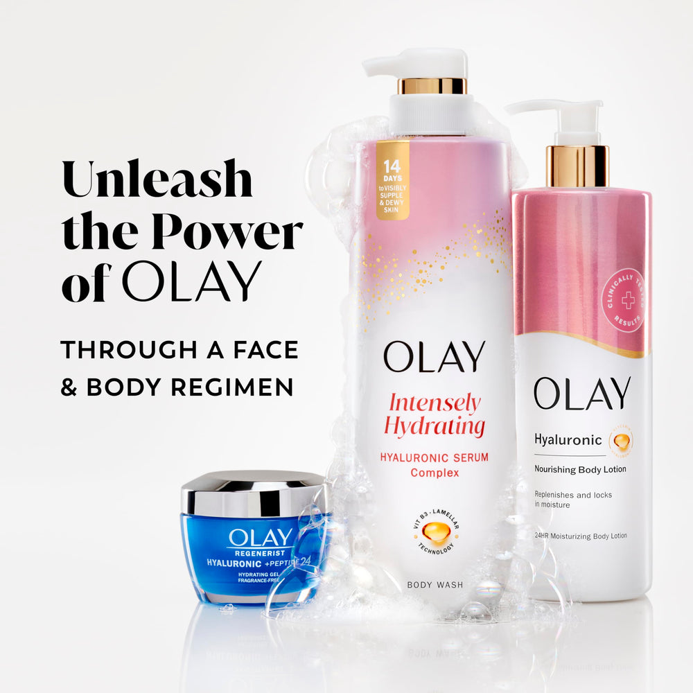 Olay All skin types friendly formula illustrates gentle cleansing for everyone.