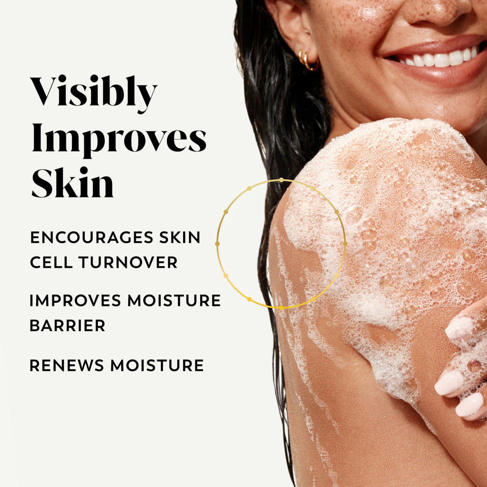 Olay Body Wash creamy lather delivers a soft cleansing experience.