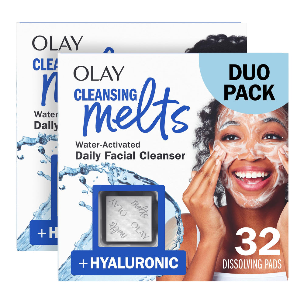 Olay Cleansing Melts dry pad ready to activate for gentle cleansing.