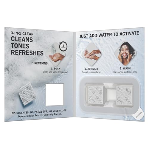 Olay Cleansing Melts 12-count box is convenient for daily routines