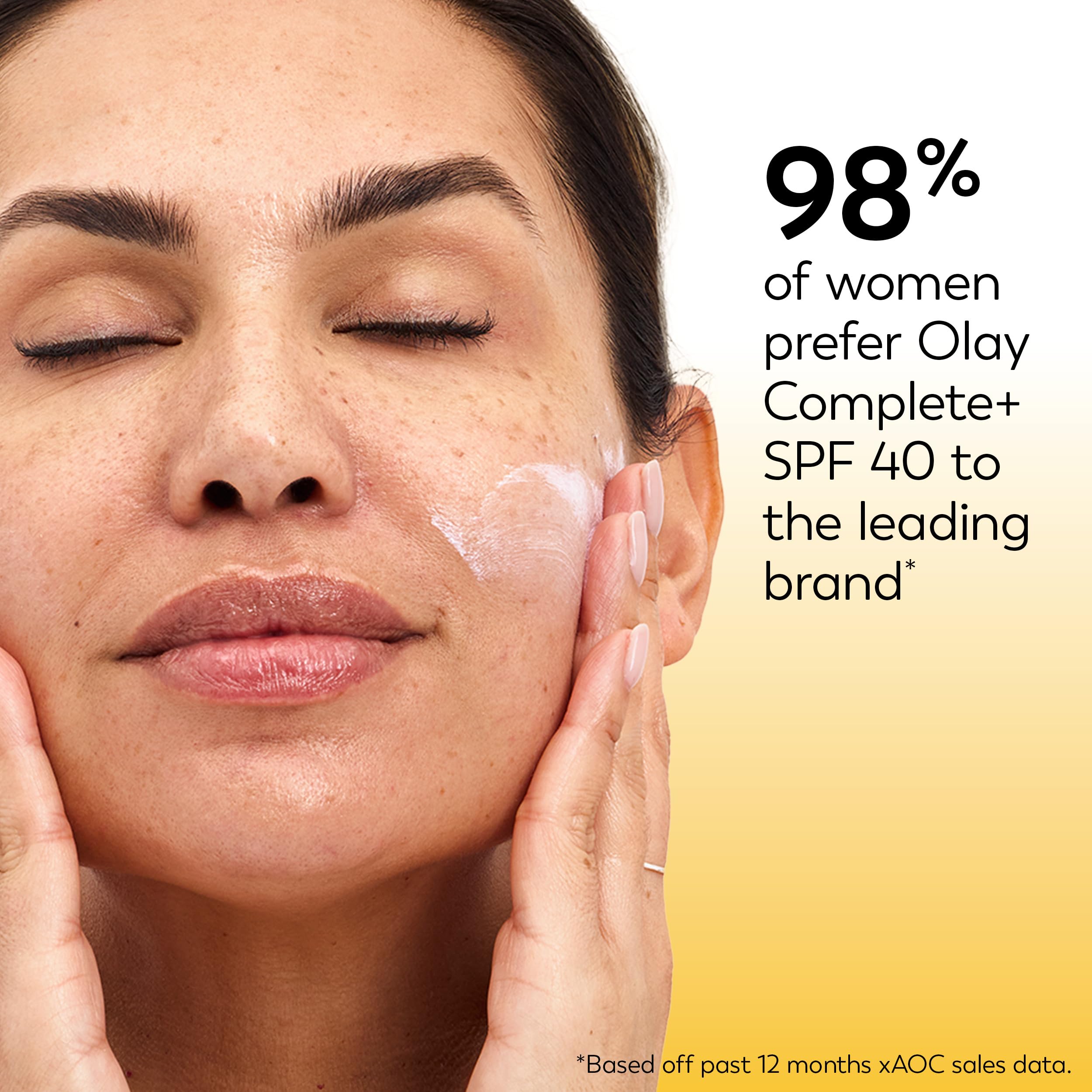 Lightweight matte finish on skin after applying Olay Complete+.