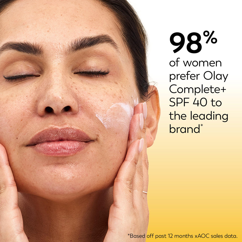 Lightweight matte finish on skin after applying Olay Complete+.