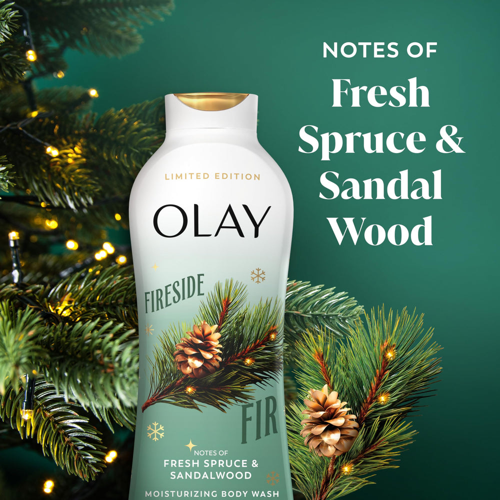 Olay Fireside Fir lather close-up highlights creamy moisture for hydrated skin