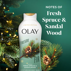 Olay Fireside Fir lather close-up highlights creamy moisture for hydrated skin