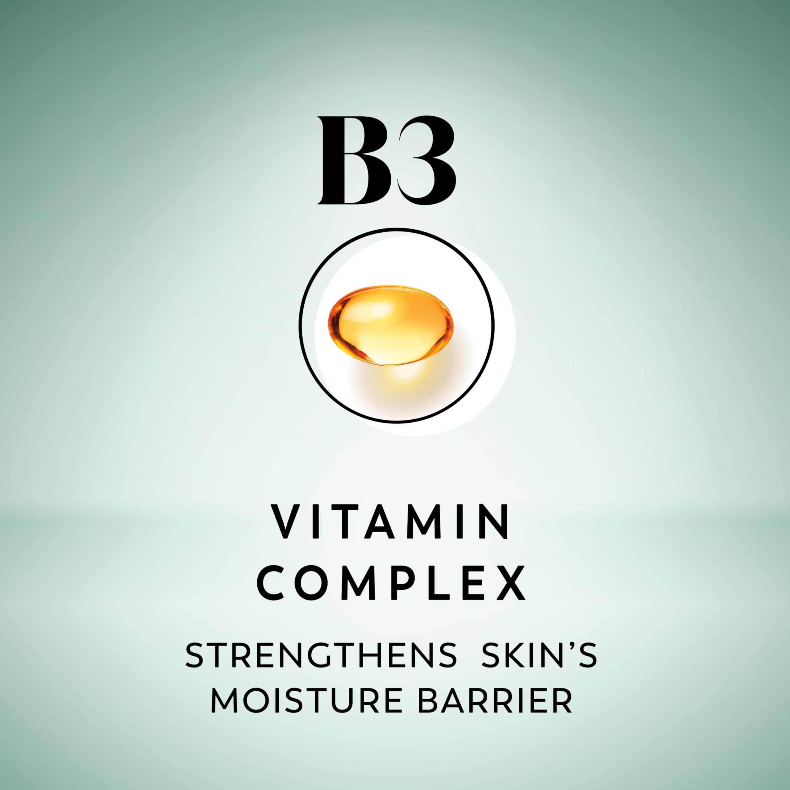 Olay Fireside Fir bottle label close-up shows Vitamin B3 complex benefit