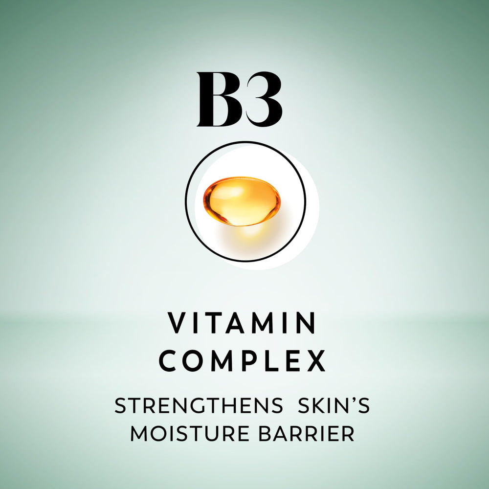 Olay Fireside Fir bottle label close-up shows Vitamin B3 complex benefit
