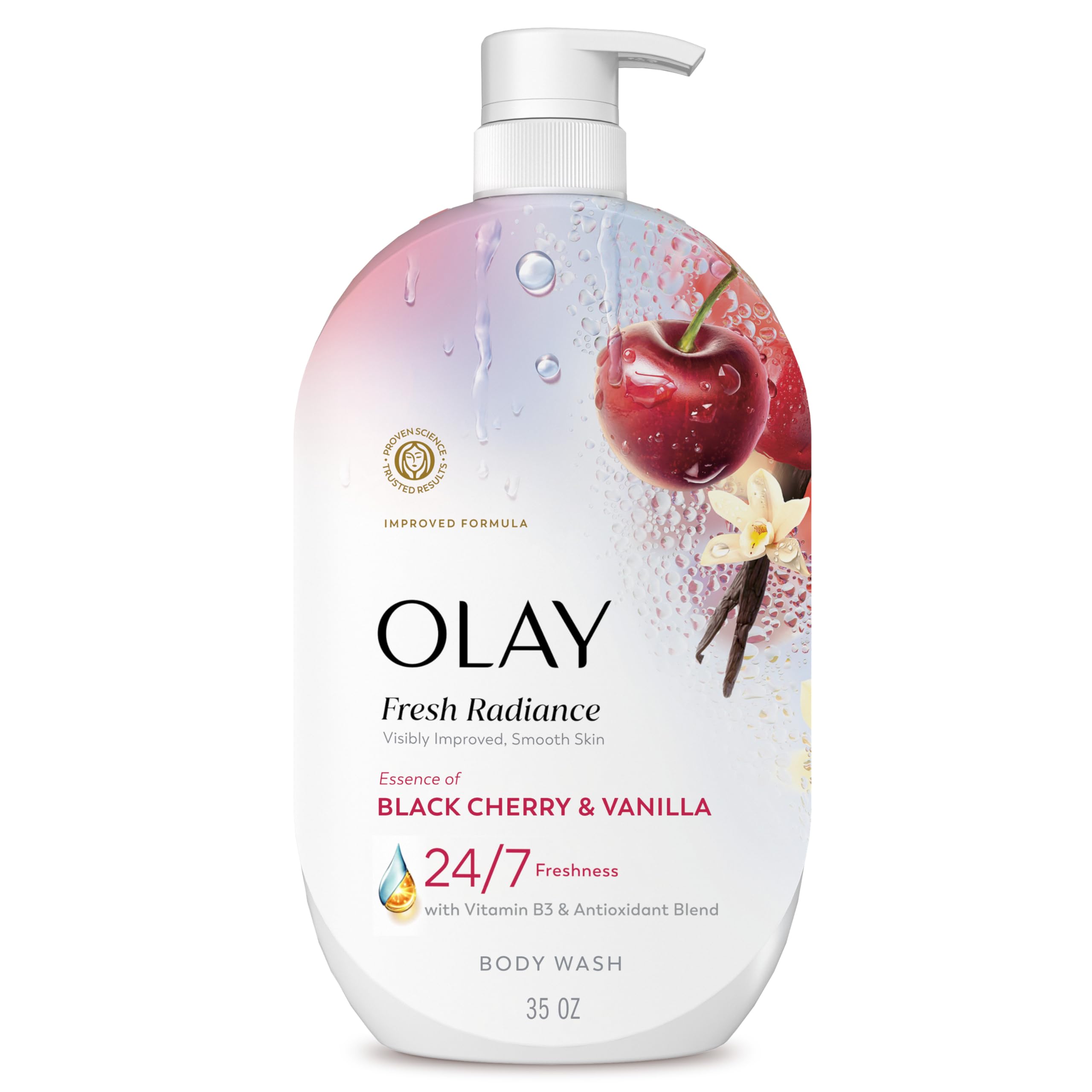 Olay Fresh Radiance bottle close-up for radiant skin
