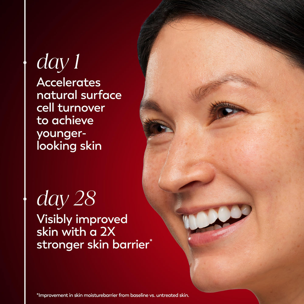 Olay Niacinamide Peptide24 Cream on finger shows creamy consistency for day and night use