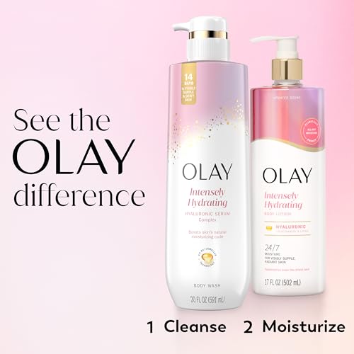 Olay Nourishing Body Lotion with body wash recommended for enhanced routine.