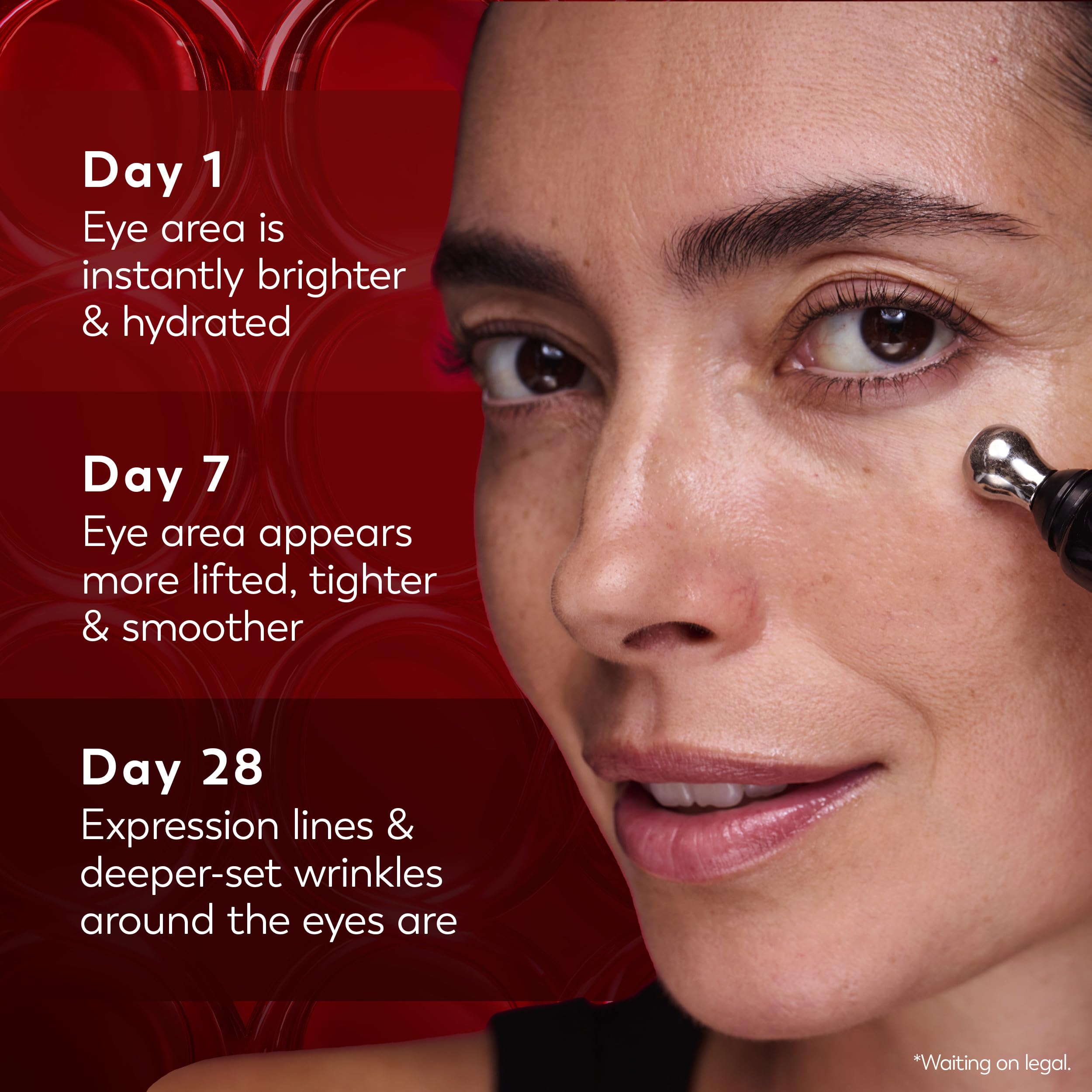 Olay Regenerist eye lift effect visible by day 14, firmer eye contour