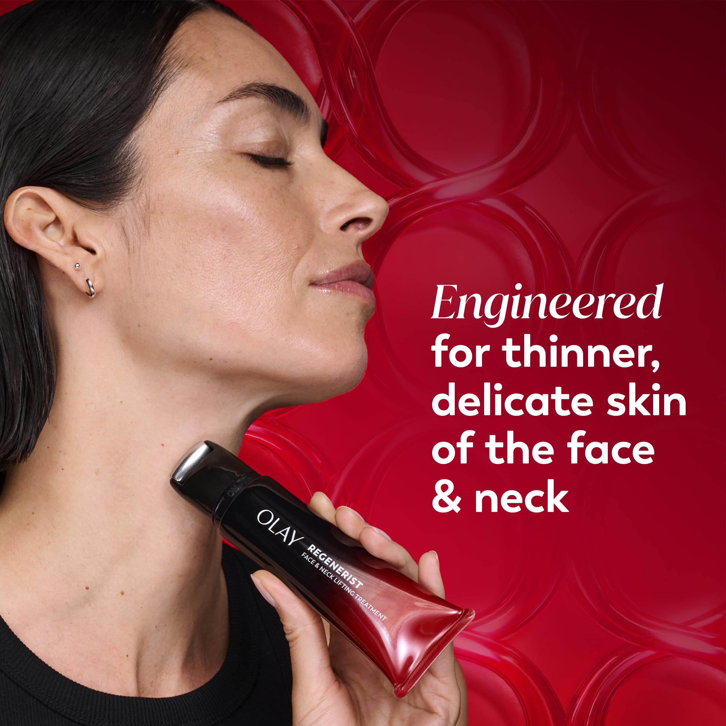 Olay Regenerist face and neck treatment area close-up