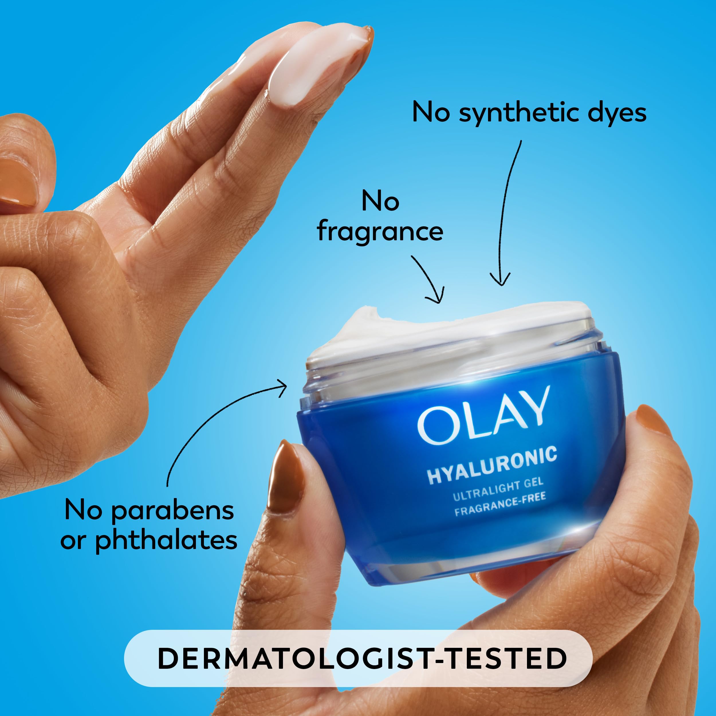 Morning skincare setup with Olay gel moisturizer beside cleanser