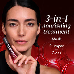 Olay Regenerist lip plumper gloss application illustrating instant plump effect